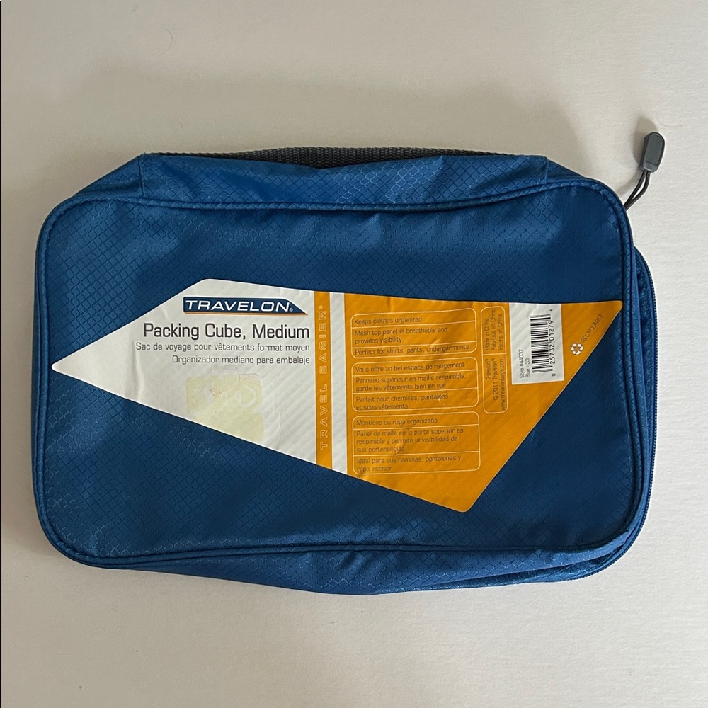 TRAVELON Blue Packing Cube Medium NWT Breathable Mesh Zip-Up Travel Organize